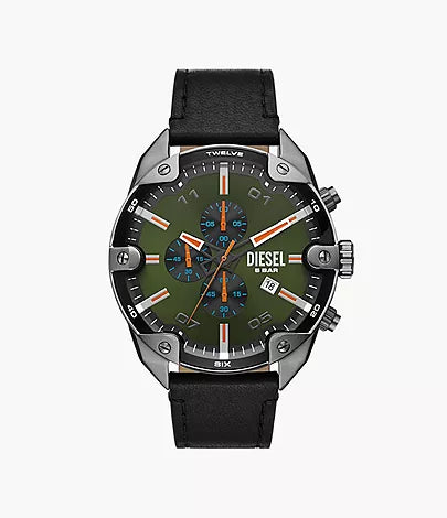 DZ4626-Diesel Spiked Chronograph Black Leather Watch for Men - Shop Authentic watch(s) from Maybrands - for as low as ₦306500! 