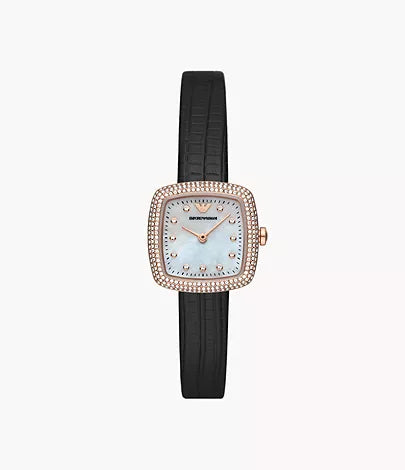 AR11495-Emporio Armani Two-Hand Black Leather Watch for Women - Shop Authentic watch(s) from Maybrands - for as low as ₦268000! 