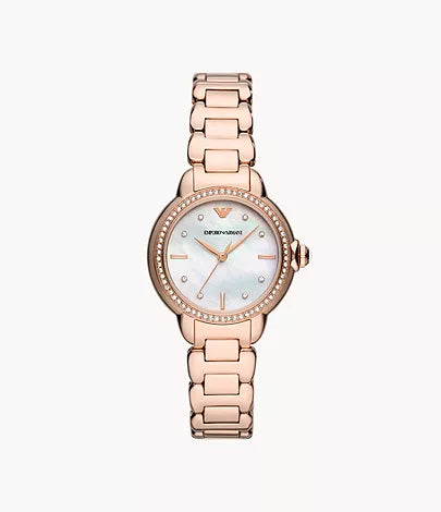 AR11523 - Emporio Armani Three-Hand Rose Gold-Tone Stainless Steel Watch for Women - Shop Authentic watch(s) from Maybrands - for as low as ₦550500! 