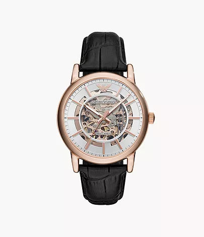 AR60007-Emporio Armani Automatic Black Leather Watch for Men - Shop Authentic watches(s) from Maybrands - for as low as ₦670000! 