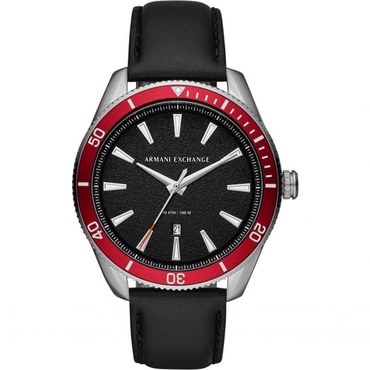 AX1836 - Armani Exchange Leather Strap Red Trim Watch for Men - Shop Authentic watch(s) from Maybrands - for as low as ₦132000! 