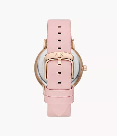 AX7150SET - Armani Exchange Three-Hand Pink Leather Watch and Bracelet Set - Shop Authentic watch(s) from Maybrands - for as low as ₦301500! 