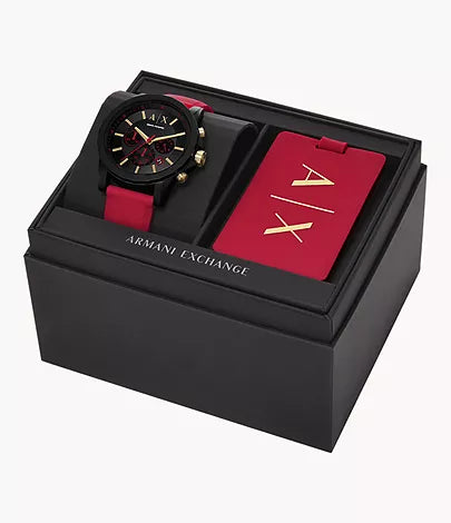 AX7152SET - Armani Exchange Chronograph Red Silicone Watch and Luggage Tag Set - Shop Authentic watch(s) from Maybrands - for as low as ₦286000! 