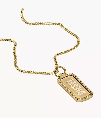 DX1456710 - Diesel Gold-Tone Stainless Steel Dog Tag Necklace - Shop Authentic necklace(s) from Maybrands - for as low as ₦134500! 