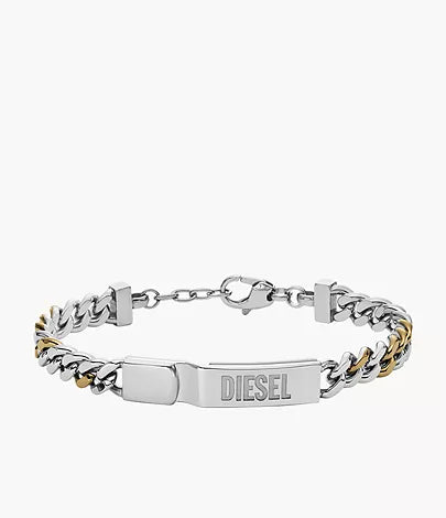 DX1457931-Diesel Two-Tone Stainless Steel ID Chain Bracelet for Men - Shop Authentic bracelets(s) from Maybrands - for as low as ₦132500! 