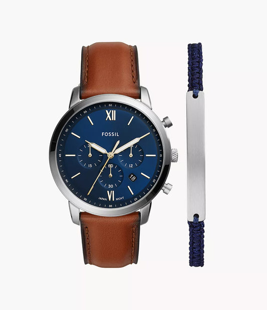 FS5708SET - Fossil Neutra Chronograph Luggage Leather Watch and Bracelet Set - Shop Authentic watches(s) from Maybrands - for as low as ₦271000! 