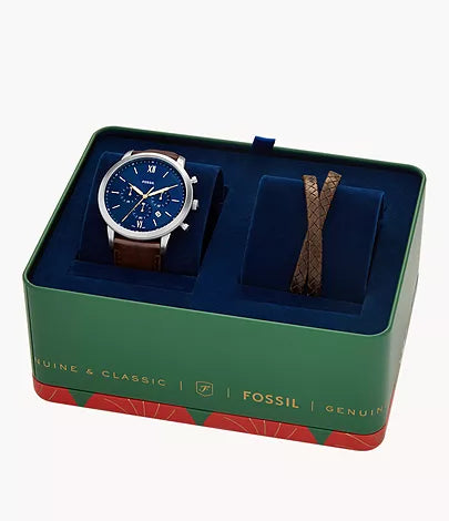 FS6018SET - Fossil Neutra Chronograph Brown Leather Watch and Bracelet Box Set - Shop Authentic watch(s) from Maybrands - for as low as ₦378000! 