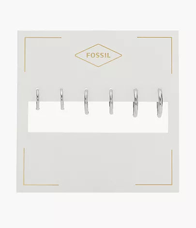 JA7139040-Fossil Stevie All Stacked Up Silver-Tone Brass Hoop Earrings Set for Women - Shop Authentic earrings(s) from Maybrands - for as low as ₦54000! 