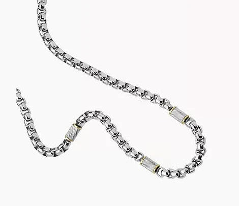 JF04145998-Fossil All Stacked Up Two-Tone Stainless Steel Chain Necklace for Men - Shop Authentic necklaces(s) from Maybrands - for as low as ₦117000! 