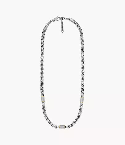 JF04145998-Fossil All Stacked Up Two-Tone Stainless Steel Chain Necklace for Men - Shop Authentic necklaces(s) from Maybrands - for as low as ₦117000! 