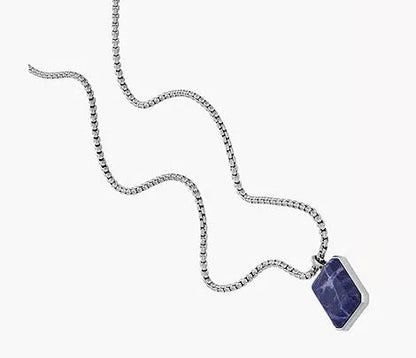JF04469040-Fossil All Stacked Up Blue Sodalite Chain Necklace for Men - Shop Authentic necklaces(s) from Maybrands - for as low as ₦72000! 