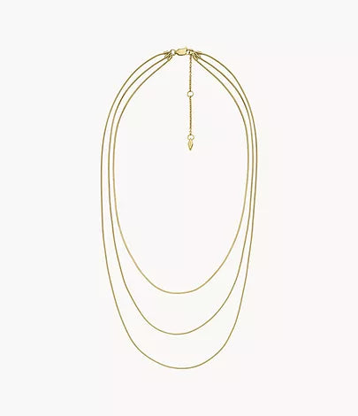 JF04543710-Fossil All Stacked Up Gold-Tone Stainless Steel Multi-Strand Necklace for Women - Shop Authentic necklaces(s) from Maybrands - for as low as ₦83500! 