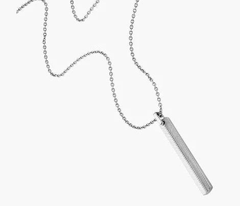 JF04564040-Fossil Harlow Linear Texture Stainless Steel Chain Necklace for Men - Shop Authentic necklaces(s) from Maybrands - for as low as ₦109500! 