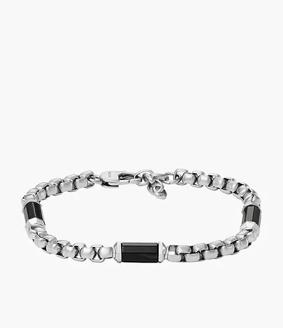 JF04604040-Fossil All Stacked Up Black Agate Beaded Bracelet for Men - Shop Authentic bracelets(s) from Maybrands - for as low as ₦141000! 