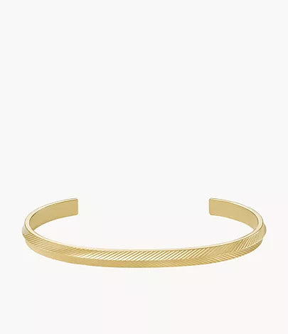 JF04610710-Fossil Harlow Linear Texture Gold-Tone Stainless Steel Cuff Unisex Bracelet - Shop Authentic bracelets(s) from Maybrands - for as low as ₦109500! 