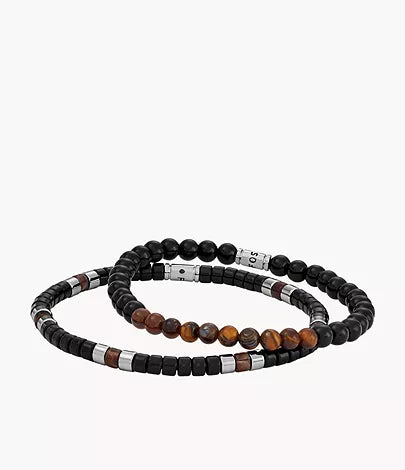 JGFTSET1064-Fossil Black Acrylic Beaded Bracelet Gift Set for Men - Shop Authentic bracelets(s) from Maybrands - for as low as ₦83500! 
