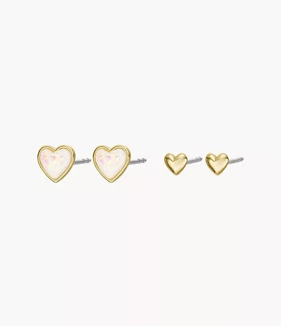 JGFTSET1080-FossilCore Gifts Gold-Tone Brass Stud Heart Earrings Set for Women - Shop Authentic earrings(s) from Maybrands - for as low as ₦116500! 