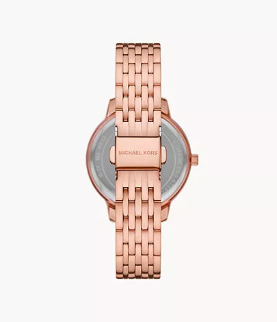 MK1052SET - Michael Kors Three-Hand Rose Gold-Tone Stainless Steel Watch and Slider Bracelet Set - Shop Authentic watch(s) from Maybrands - for as low as ₦550500! 