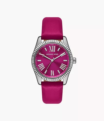 MK4749 - Michael Kors Lexington Three-Hand Fuchsia Leather Watch - Shop Authentic watch(s) from Maybrands - for as low as ₦286000! 