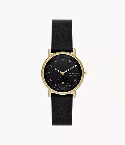 SKW3114-Skagen Kuppel Lille Two-Hand Sub-Second Black Leather Watch for Women - Shop Authentic watch(s) from Maybrands - for as low as ₦220000! 