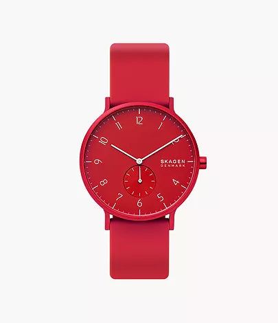 SKW6512-Skagen Aaren Kulor Poppy Red Silicone Unisex 41mm Watch - Shop Authentic watches(s) from Maybrands - for as low as ₦91000! 