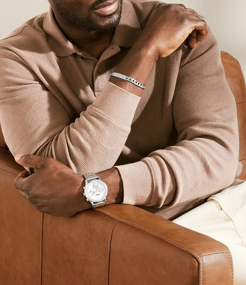 Fossil Leather Watch on Male Model